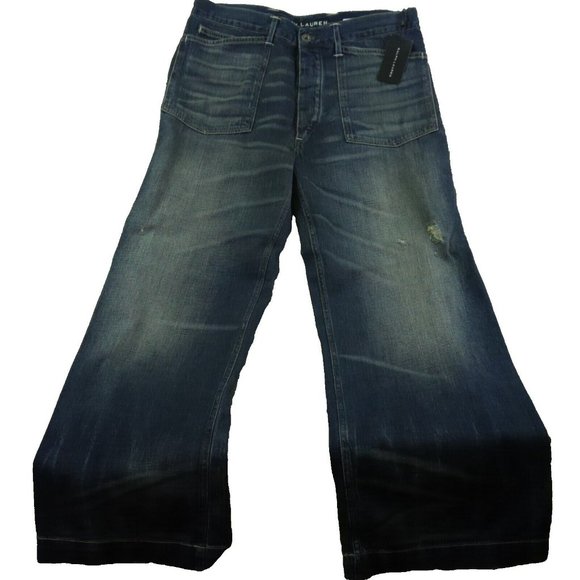 NWT Ralph Lauren BLACK LABEL DISTRESSED 5-Pocket BLUE JEANS $395 MENS Size 33-30 - Picture 1 of 10